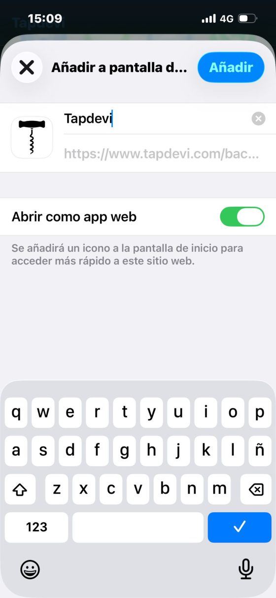 Paso 3. "Añadir a pantalla de inicio"